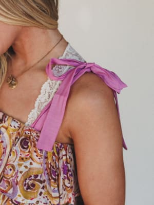 Baby Bloom Ruffle Print Top - Violet Multi L / Purple