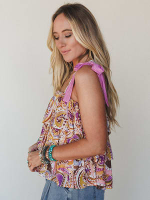 Baby Bloom Ruffle Print Top - Violet Multi L / Purple