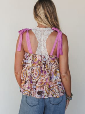 Baby Bloom Ruffle Print Top - Violet Multi L / Purple