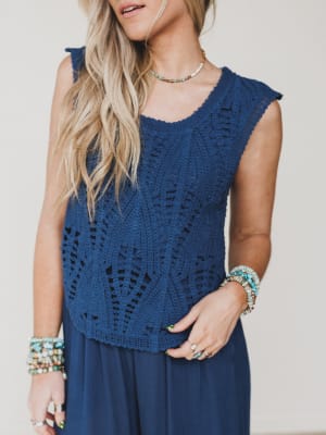 Jolene Wide Leg Jumpsuit - Navy L / Navy