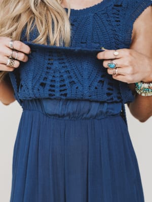 Jolene Wide Leg Jumpsuit - Navy L / Navy