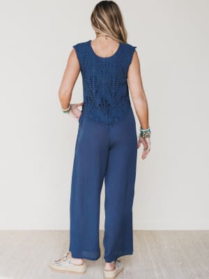 Jolene Wide Leg Jumpsuit - Navy L / Navy