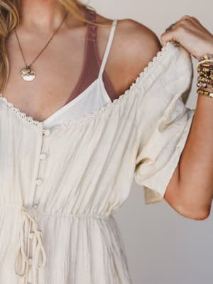 Dandelily Tiered Maxi Dress - Natural L / Beige