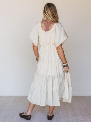 Dandelily Tiered Maxi Dress - Natural L / Beige