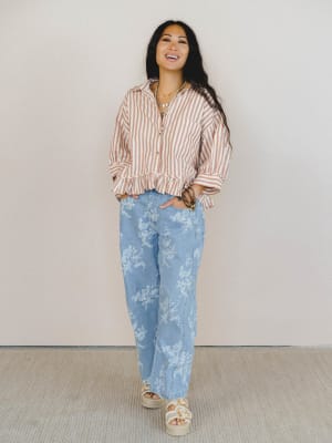 Go Time Blouse - Ivory Rust L / Ivory Rust