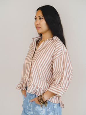 Go Time Blouse - Ivory Rust L / Ivory Rust