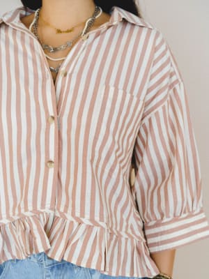 Go Time Blouse - Ivory Rust L / Ivory Rust