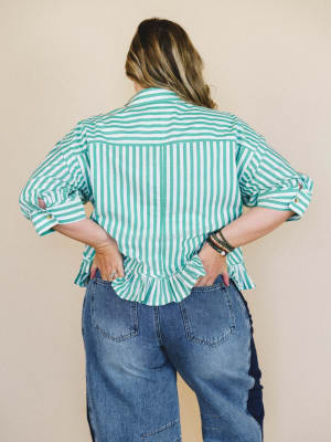 Go Time Blouse - Ivory Green L / Ivory Green