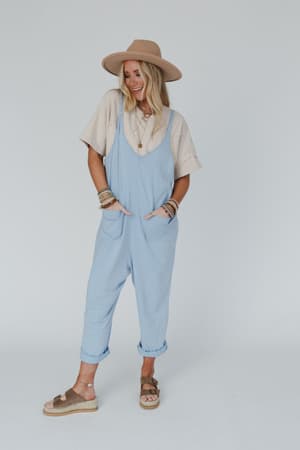 mitzy-v-neck-jumpsuit-blue/Blue