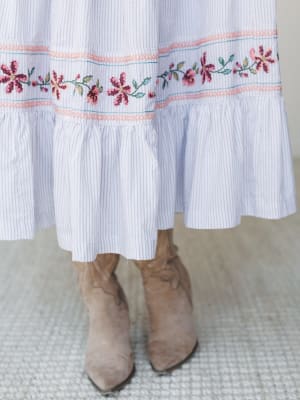Garden Nomad Embroidered Dress - Off White Taupe S / Off White Taupe