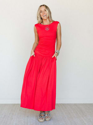 Here for Sunshine Dress - Cherry Tomato L / Cherry Tomato