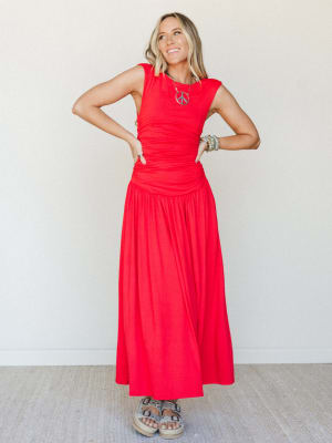 Here for Sunshine Dress - Cherry Tomato L / Cherry Tomato