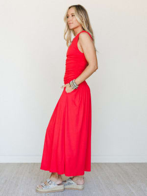 Here for Sunshine Dress - Cherry Tomato L / Cherry Tomato