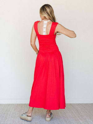 Here for Sunshine Dress - Cherry Tomato L / Cherry Tomato