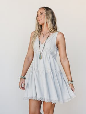 Lily Lace Dress - Pewter S / Pewter
