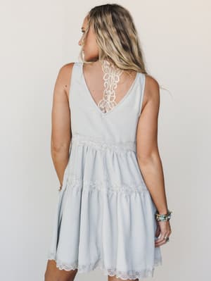 Lily Lace Dress - Pewter S / Pewter