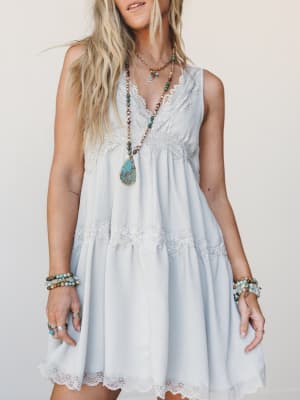 Lily Lace Dress - Pewter S / Pewter