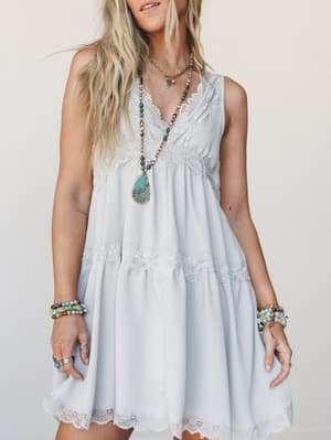 Lily Lace Dress - Pewter S / Pewter