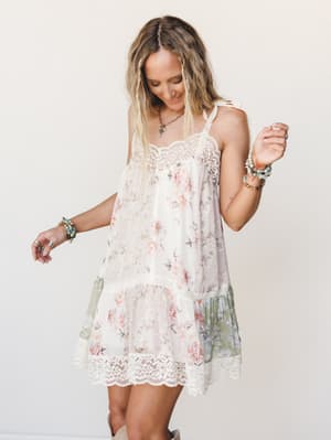 Floral Dance Dress - Beige Multi S / Beige Multi