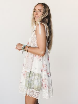 Floral Dance Dress - Beige Multi S / Beige Multi