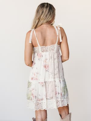 Floral Dance Dress - Beige Multi S / Beige Multi
