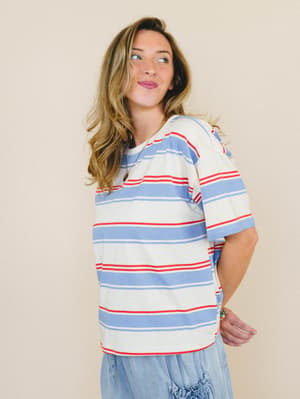 Good Times Rollin’ Tee
- Cream Blue L / Cream Blue
