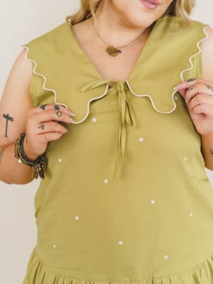 Sweet Pea Collared Dress - Lemon Grass L / Lemon Grass