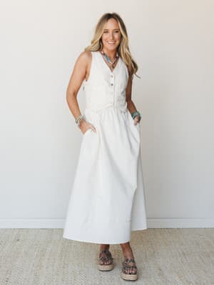 On the Run Denim Maxi Dress: undefined