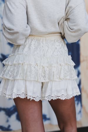 antoinette-boho-ruffle-shorts-cream/Cream