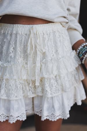 antoinette-boho-ruffle-shorts-cream/Cream