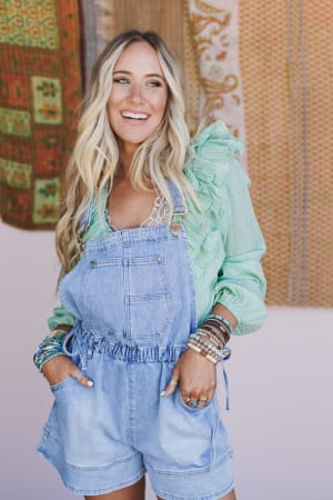 Bandana Mood Denim Romper: undefined