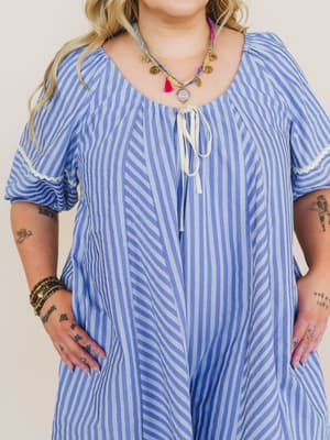 Springtime Romper - Denim Blue S / Denim Blue