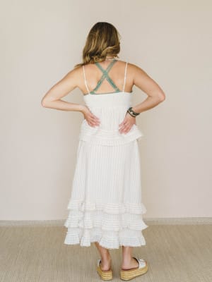 Freya Striped Ruffle Trim 2-Piece Set - Latte L / Latte