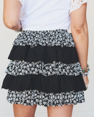 Floral Springs Mini Skort - Black L / Black