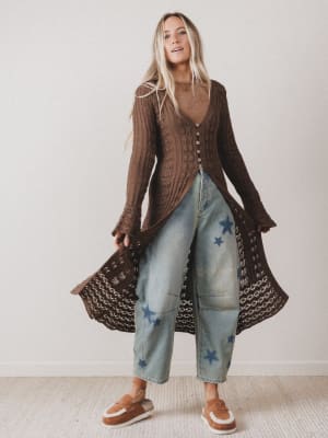 Windswept Long Knit Cardigan: undefined