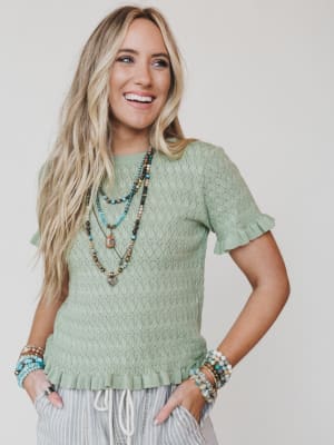 Spring Whisper Top - Light Sage L / Light Sage