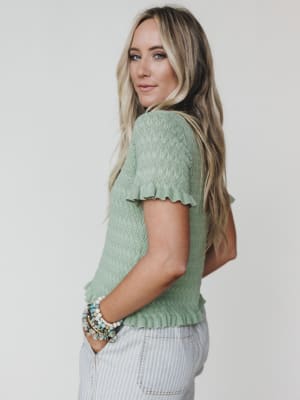 Spring Whisper Top - Light Sage L / Light Sage