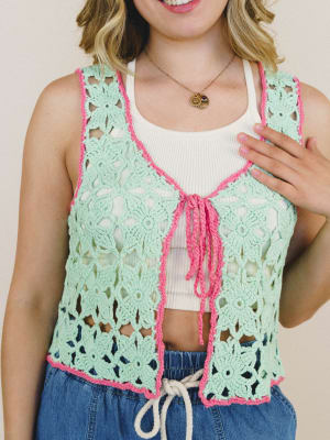 Island Awaits Crochet Vest - Spearmint XL / Spearmint
