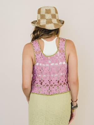 Island Awaits Crochet Vest - Strawberry XL / Strawberry