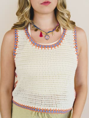 Beach Trips Crochet Tank - Ivory S / Ivory