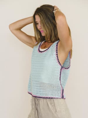 Beach Trips Crochet Tank - Powder Blue S / Powder Blue