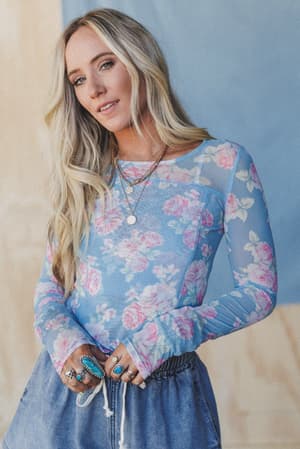 Heidi Floral Mesh Top: undefined