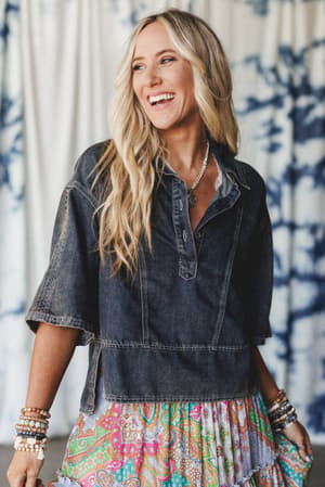 Saddle Up Style Denim Top: undefined