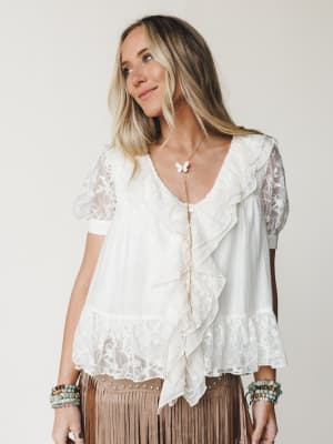 Lace Flower Blouse: undefined