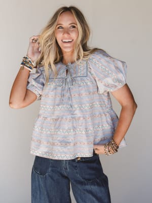 Vintage Lily Balloon Sleeve Blouse: undefined