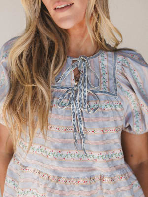 Vintage Lily Balloon Sleeve Blouse - Light Blue L / Light Blue