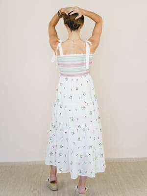 Santorini Embroidered Dress - Off White L / Off White
