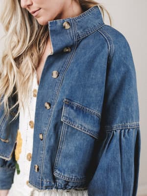 Balloon Sleeve Button Down Jacket: undefined