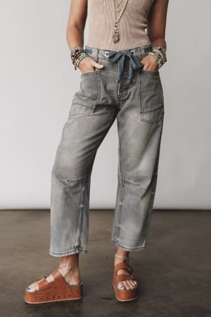 Elevated Eyelet Barrel Jeans: undefined