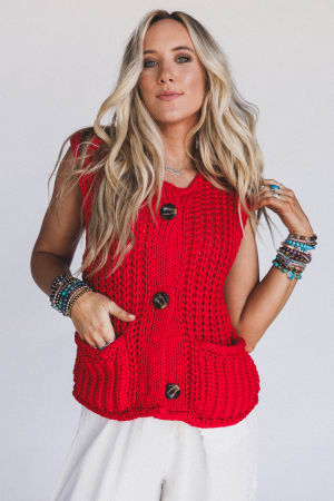 eloria-knit-sweater-vest-red/Red